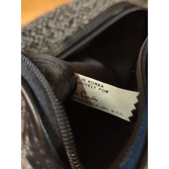 Pierre Cardin Carry On Shoulder Overnight Bag Black Gray Tweed Strap Vintage - Picture 10 of 13